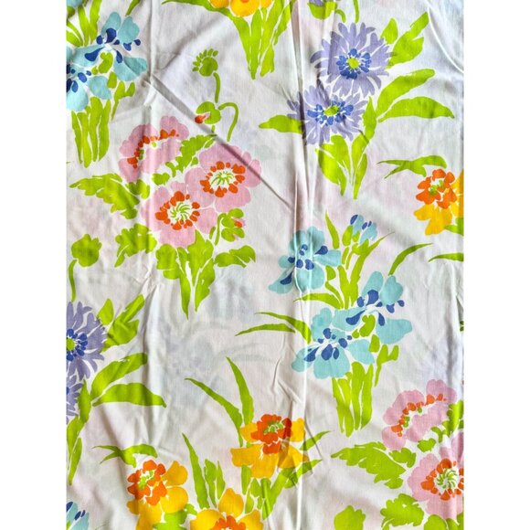 Vintage MARTEX Presslin 303 Floral Print Cotton Poly Muslin Full Flat Sheet Set - Picture 2 of 14